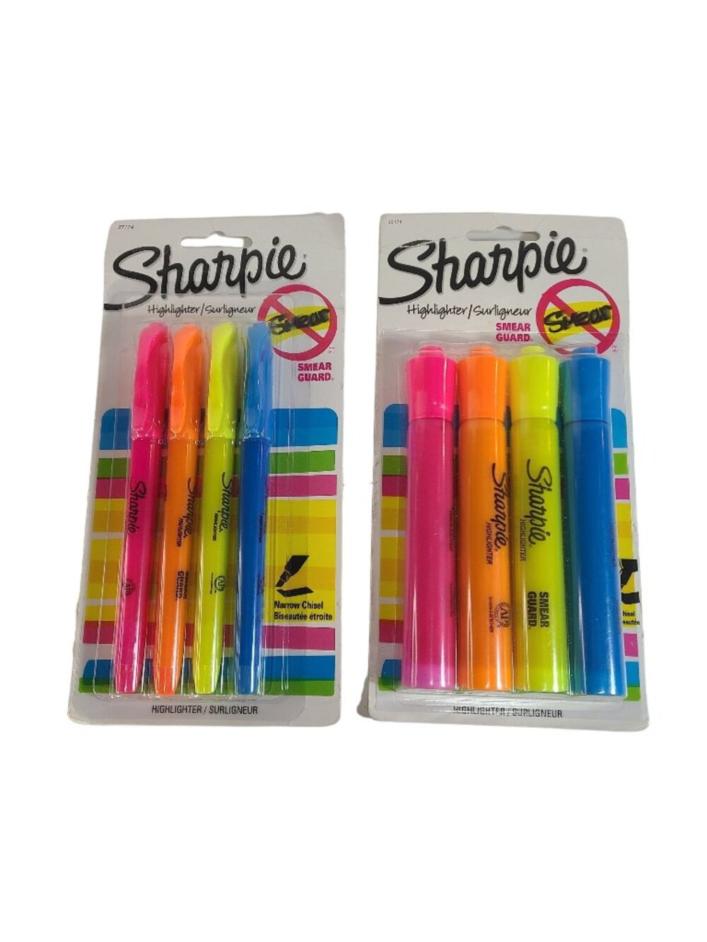 Sharpie No Smear 4 Color Highlighters 2 Packs 1 Narrow Chisel and 1 Chisel 8 PC